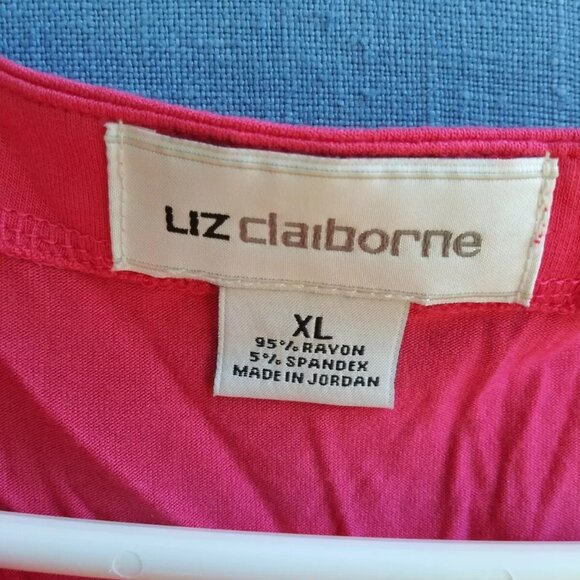 Liz Claiborne Women's Size XL Pink Gray Striped Top B2 - Picture 4 of 5